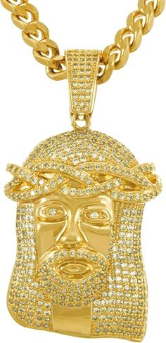 LIFETIME JEWELRY Face of Christ Pendant Necklace for Women & Men 24k Gold Plated in Saudi Arabia