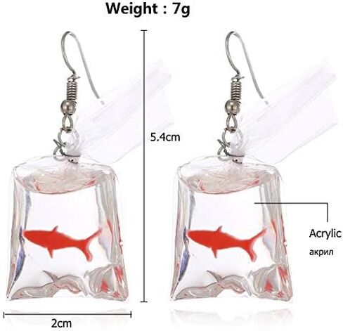 Christmas Funny Fish in Bag Earrings, Unique Acrylic Resin Dangle Earrings Gift for Girls Women in Kuwait