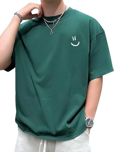 Cozyease Men's Slogan Letter Graphic Print Tee Tops Casual Round Neck Short Sleeve Summer T Shirts in Kuwait