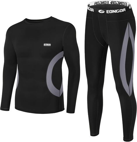 طقم ملابس داخلية حرارية للرجال من EONGOA طقم جونز طويل مع طبقات أساسية مبطنة بالصوف للتزلج في الشتاء للطقس البارد in Kuwait