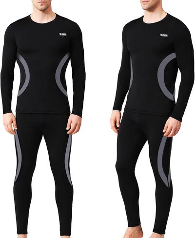 طقم ملابس داخلية حرارية للرجال من EONGOA طقم جونز طويل مع طبقات أساسية مبطنة بالصوف للتزلج في الشتاء للطقس البارد in Kuwait
