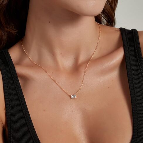 EAMTI 925 Sterling Silver Gold Plated Necklaces for Women Oval Cut Solitaire 1 Carat CZ Pendant Necklace | Dainty Glod Necklaces for Women in Kuwait