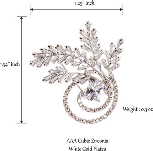 JIBSA Flower Shape Brooch Pin - CZ Stones & Pearl White Gold Perfect for Weddings Bridal Parties Ideal for Daily Wear Formal Fashion Look for Women in Kuwait