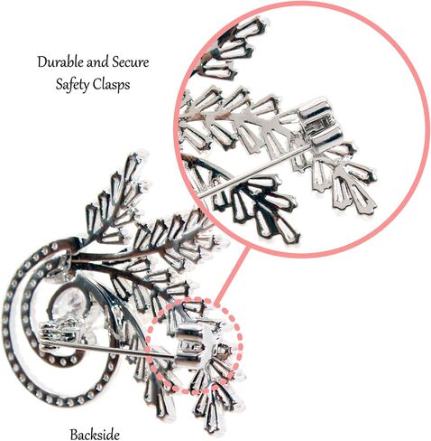 JIBSA Flower Shape Brooch Pin - CZ Stones & Pearl White Gold Perfect for Weddings Bridal Parties Ideal for Daily Wear Formal Fashion Look for Women in Kuwait