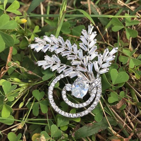 JIBSA Flower Shape Brooch Pin - CZ Stones & Pearl White Gold Perfect for Weddings Bridal Parties Ideal for Daily Wear Formal Fashion Look for Women in Kuwait