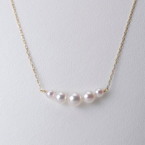 Japanese 4.0-6.5mm Akoya Cultured Pearl Pendant Necklace for Women with 18K | Line Design Excellent Gift | Pearl Necklace in Kuwait