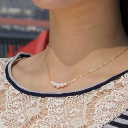 Japanese 4.0-6.5mm Akoya Cultured Pearl Pendant Necklace for Women with 18K | Line Design Excellent Gift | Pearl Necklace in Kuwait