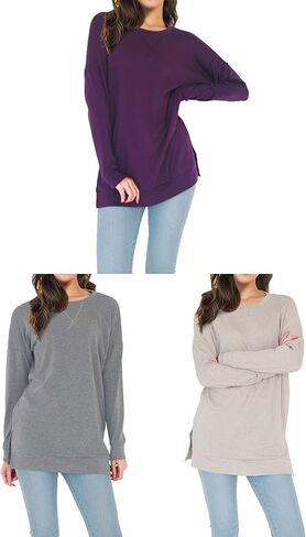 EASYDWELL Womens Fall Long Sleeve Cotton Loose Comfy Casual Tunic Tops in Saudi Arabia