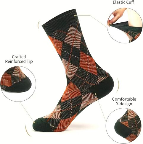 Sookiay 5 Pairs Women Crew Socks Cotton Dress Socks Vintage Style Knit Casual Socks in Kuwait