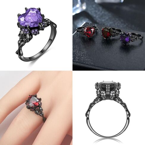 Gothic jewelry Skull Rings Halloween Punk Engagement Black Rings for Women Vampire Accessories Christmas Gifts in Kuwait