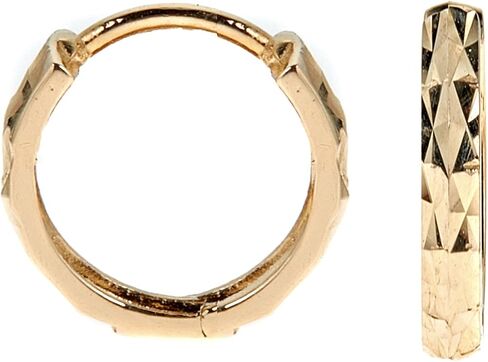 Ritastephens 14k Solid Gold Shiny Diamond-cut Huggies Earrings Hoops 2x12 Mm (Yellow or White) in Saudi Arabia