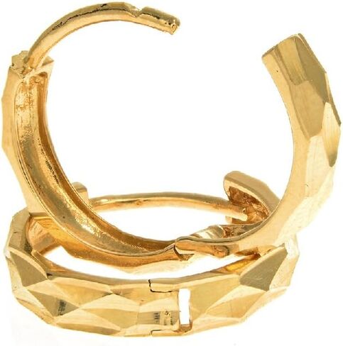 Ritastephens 14k Solid Gold Shiny Diamond-cut Huggies Earrings Hoops 2x12 Mm (Yellow or White) in Saudi Arabia