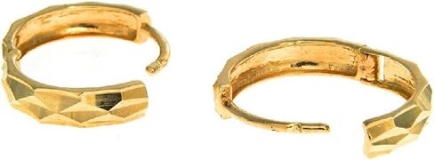 Ritastephens 14k Solid Gold Shiny Diamond-cut Huggies Earrings Hoops 2x12 Mm (Yellow or White) in Saudi Arabia