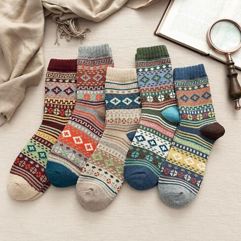 5 Pairs Women Winter Socks, Cotton Soft Breathable Wool Socks for Men or Women, Size 9-11 in Kuwait