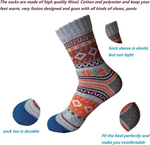 5 Pairs Women Winter Socks, Cotton Soft Breathable Wool Socks for Men or Women, Size 9-11 in Kuwait