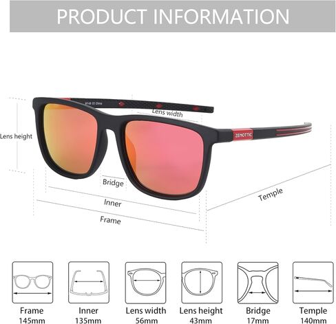 ZENOTTIC Square Polarized Sunglasses for Men - Lightweight TR90 Frame 100% UV Blocking Shades for Driving Fishing Golf Sports in Kuwait