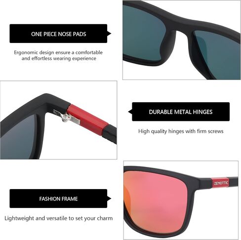 ZENOTTIC Square Polarized Sunglasses for Men - Lightweight TR90 Frame 100% UV Blocking Shades for Driving Fishing Golf Sports in Kuwait