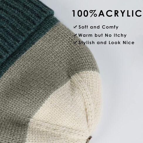 Achiou Winter Women Beanie Hat, Warm Cable Knit Beanies for Women, 3 Color Knitted Hat Skull Cap Faux Fur Pom Fleece Lined in Saudi Arabia