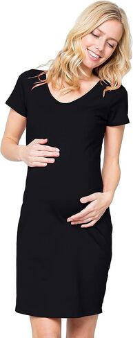 فستان My Bump النسائي الكاجوال للحمل اليومي - فساتين صيفية أساسية من القطن قابلة للتمدد برقبة على شكل حرف V وأكمام قصيرة (صنع في الولايات المتحدة الأمريكية) in Kuwait