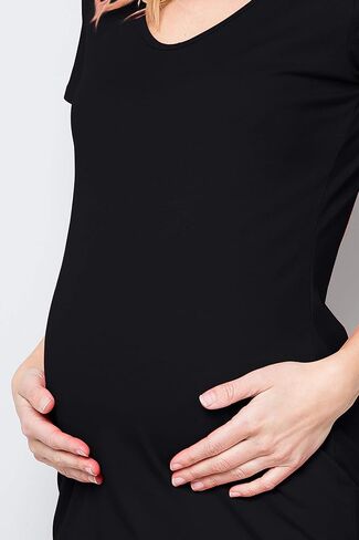 فستان My Bump النسائي الكاجوال للحمل اليومي - فساتين صيفية أساسية من القطن قابلة للتمدد برقبة على شكل حرف V وأكمام قصيرة (صنع في الولايات المتحدة الأمريكية) in Kuwait