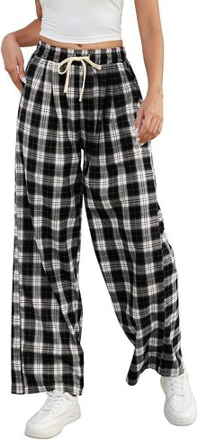 المرأة عالية الخصر منقوشة السراويل الفضفاضة Parechute فضفاضة عادية Y2k الشارع الشهير Sweatpants واسعة الساق in Kuwait