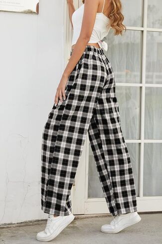 المرأة عالية الخصر منقوشة السراويل الفضفاضة Parechute فضفاضة عادية Y2k الشارع الشهير Sweatpants واسعة الساق in Kuwait