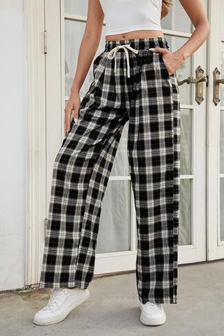 المرأة عالية الخصر منقوشة السراويل الفضفاضة Parechute فضفاضة عادية Y2k الشارع الشهير Sweatpants واسعة الساق in Kuwait