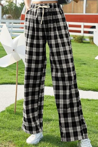 المرأة عالية الخصر منقوشة السراويل الفضفاضة Parechute فضفاضة عادية Y2k الشارع الشهير Sweatpants واسعة الساق in Kuwait