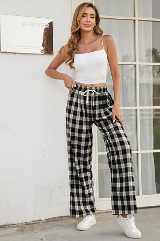 المرأة عالية الخصر منقوشة السراويل الفضفاضة Parechute فضفاضة عادية Y2k الشارع الشهير Sweatpants واسعة الساق in Kuwait