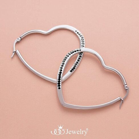 555Jewelry Womens Heart Shape Love Stainless Steel Large Statement Hoop Earrings in Kuwait