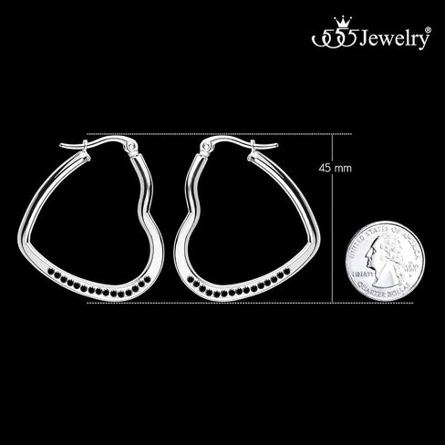 555Jewelry Womens Heart Shape Love Stainless Steel Large Statement Hoop Earrings in Kuwait
