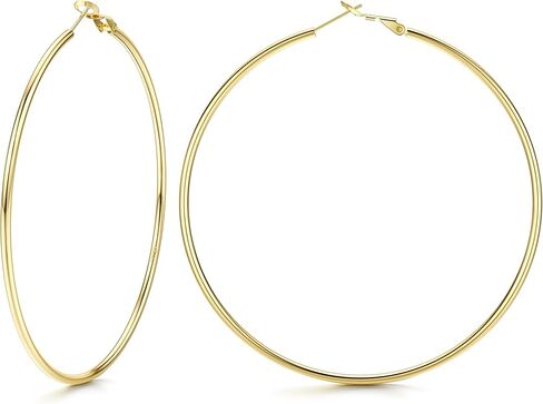 FASACCO 14K الذهب معبأ الأقراط الكبيرة للنساء الأطواق الذهبية الكبيرة رقيقة أقراط الذهب مع 925 الفضة الاسترليني in Saudi Arabia