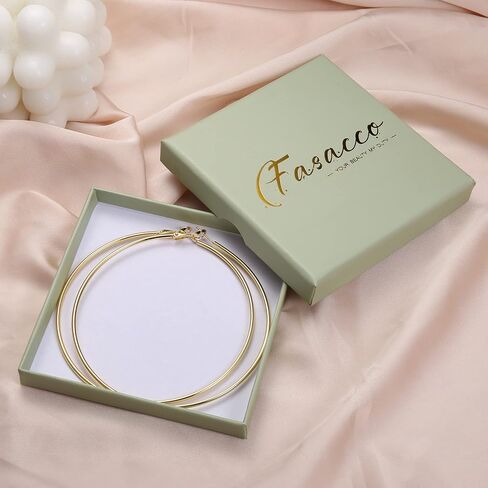 FASACCO 14K الذهب معبأ الأقراط الكبيرة للنساء الأطواق الذهبية الكبيرة رقيقة أقراط الذهب مع 925 الفضة الاسترليني in Saudi Arabia