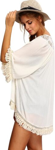 سترة نسائية من SweatyRocks ذات شراشيب كيمونو وغطاء لملابس الشاطئ in Kuwait
