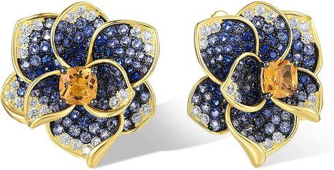 Santuzza Sterling Silver Gemstone Flower Earrings for Women in Kuwait