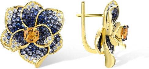 Santuzza Sterling Silver Gemstone Flower Earrings for Women in Kuwait