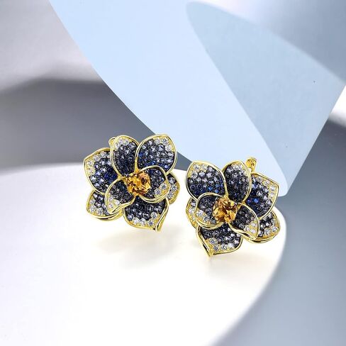 Santuzza Sterling Silver Gemstone Flower Earrings for Women in Kuwait