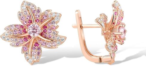 Santuzza Sterling Silver Gemstone Flower Earrings for Women in Kuwait