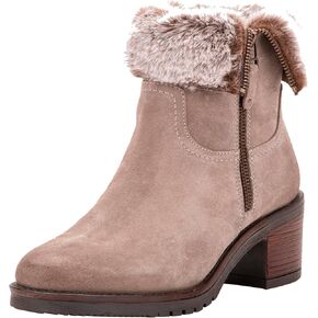 Vintage Foundry Women's Handmade Fashion Classy Casual Rugged Burnished Fur-Lined Quilted Soft Leather Ankle Boots, Anti Slip Outsole w Chunky Block Platform in Saudi Arabia