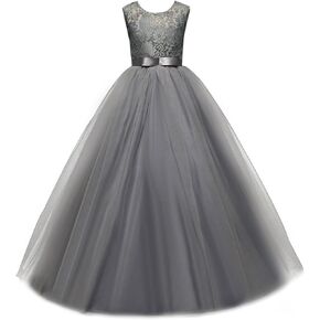 Yaphyee Flower Girl Kid Princess Long Pageant Formal Wedding Bridesmaid Party Maxi Dress in Saudi Arabia