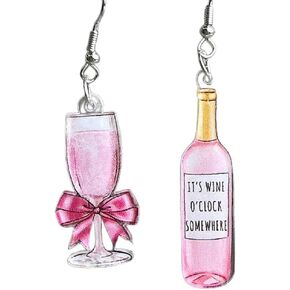 3D Simulation Beer Bottle Earrings Lightweight Acrylic Tequila Wine Vodka Bottle Drop Dangle Earrings for Women Girls Miniature Wine Glass Whisky Earrings Creative Party Jewelry