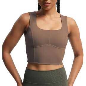 Aoxjox Women's Workout Longline Every Tank Top Fitness Padded Training High Impact Gym Sports Bras Yoga Crop