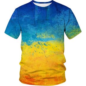تي شيرت Lurhonp أوكرانيا العلم الأوكراني الجديد بأكمام قصيرة in Kuwait