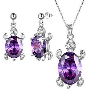 Aurora Tears Tutrle Jewelry 925 Sterling Silver Women Sea Animal Turtle Necklace/Earring/Ring/Bracelet Crystal Cubic Zirconia Jewelry