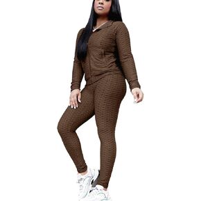 طقم بنطال ضيق نسائي بأكمام طويلة من Cailami مكون من قطعتين ملابس رياضية للتمرين in Kuwait