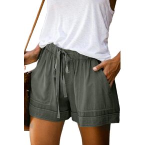 QACOHU 2024 Womens Summer Shorts Casual Comfy Drawstring Elastic Waist Shorts with Pockets Beach Lightweight Shorts in Saudi Arabia