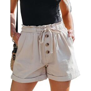 QACOHU 2024 Womens Summer Shorts Casual Comfy Drawstring Elastic Waist Shorts with Pockets Beach Lightweight Shorts