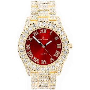 Charles Raymond Mens Big Rocks with Roman Numerals Fully Iced Out Colorful Dial Watch - ST10327 RN Single in Kuwait