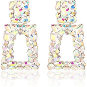 POWNOOL موضة شبه منحرف قطرة استرخى أقراط-سباركلي الملونة هندسية هيبوالرجينيك استرخى أقراط للنساء العصرية in Kuwait