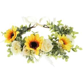 DreamLily Daisy Crown الأمومة إكليل عباد الشمس عيد ميلاد صور بوبس مهرجان الزفاف الأزهار خوذة NC33 (أصفر أزرق) in Kuwait